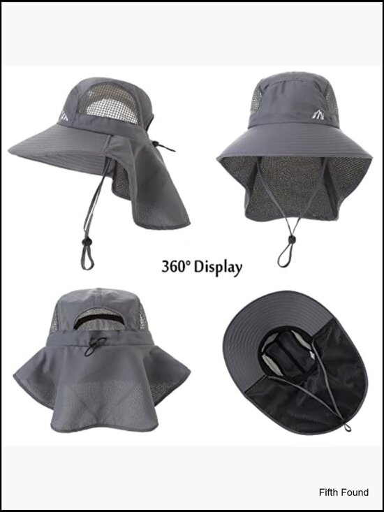 Women\'s Foldable Wide Brim Sun Hat with Neck Flap and Ponytail Hole main image 6